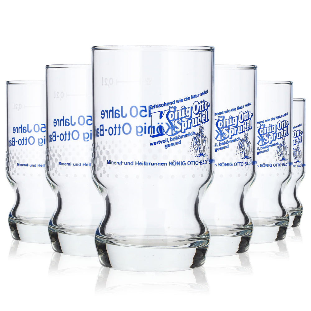 6x König Otto Sprudel Wasser Glas Becher 0,2l 150 Jahre König Otto-Bad (6er Set)
