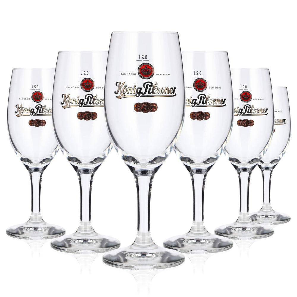 6x König Pilsener Bier Glas 0,2l Tulpe Der König der Biere rc Bierglas