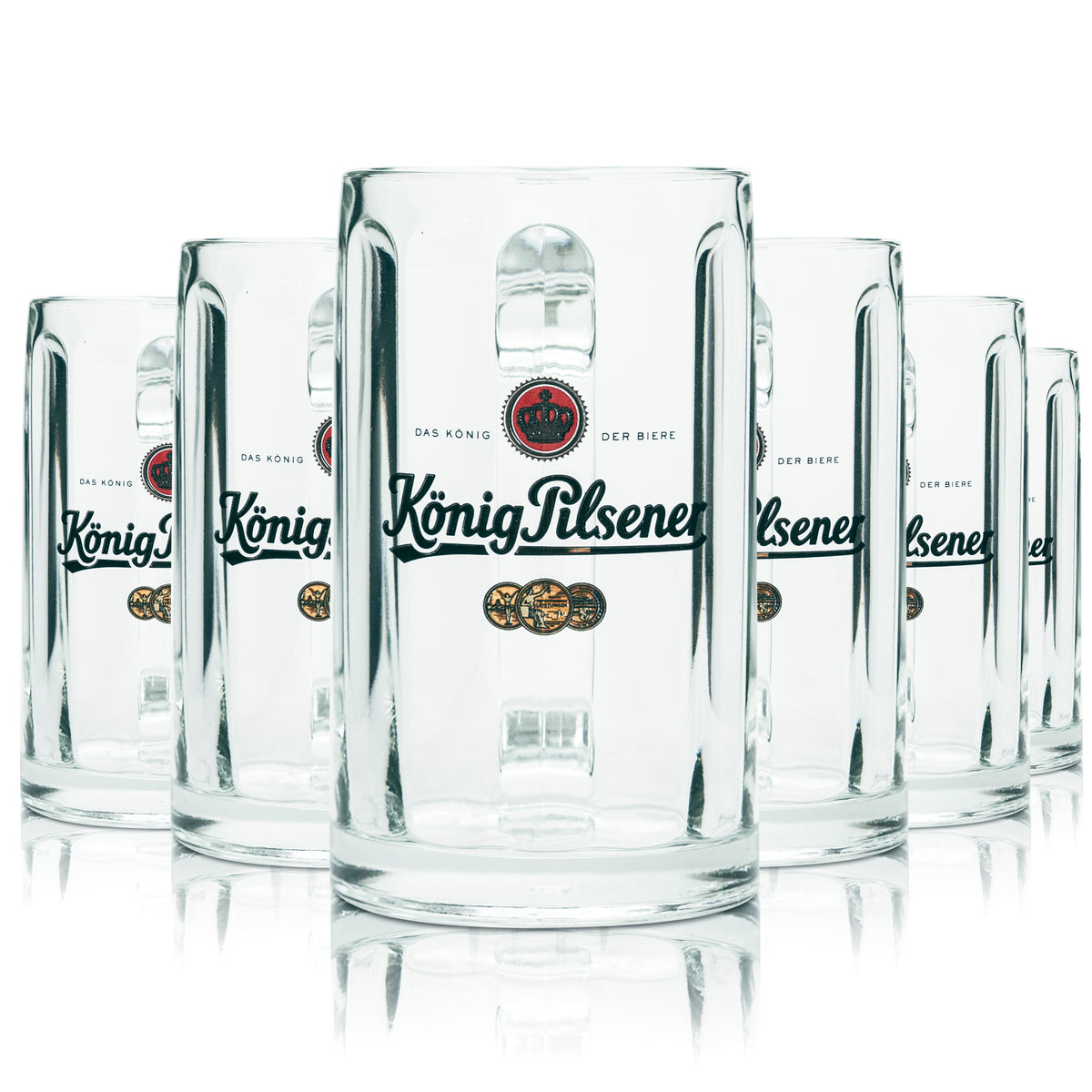 6x König Pilsener Bier Glas 0,3l Krug Relief Seidel Henkel Gläser Humpen Krüge – Ansicht 4