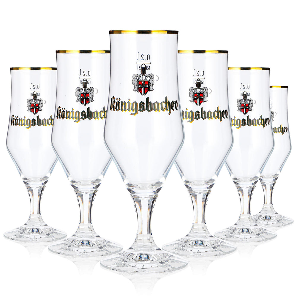 6x Königsbacher Bier Glas 0,2l Kelch Goldrand Rastal Pokal (6er Set)