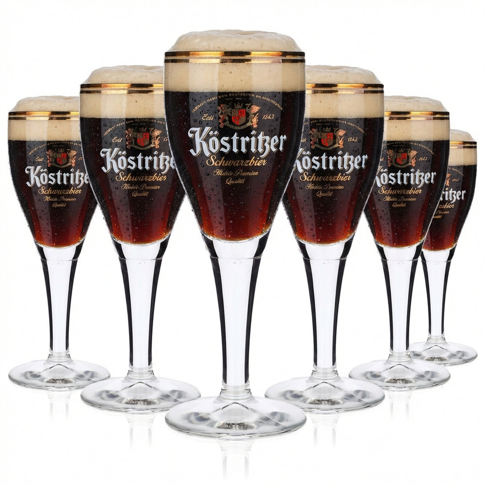 6x Köstritzer Bier Glas 0,2l Pokalgläser "Schwarzbier" doppelter Goldrand