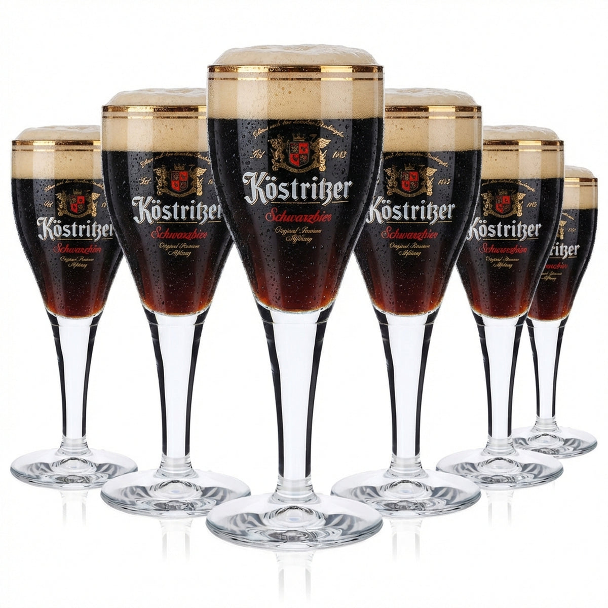 6x Köstritzer Bier Glas Biergläser 0,2l Pokal roter Schriftzug "Schwarzbier"