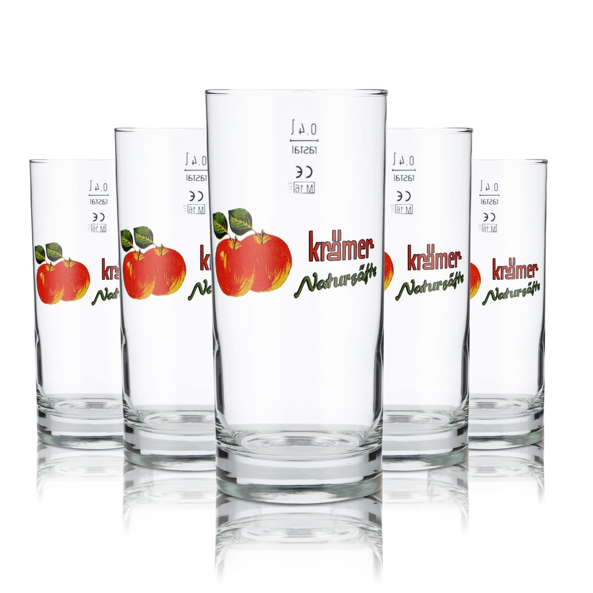 6x Krämer Glas 0,4l Saftglas Willi Becher Trinkglas Gläser Set Saftschorle Eiche
