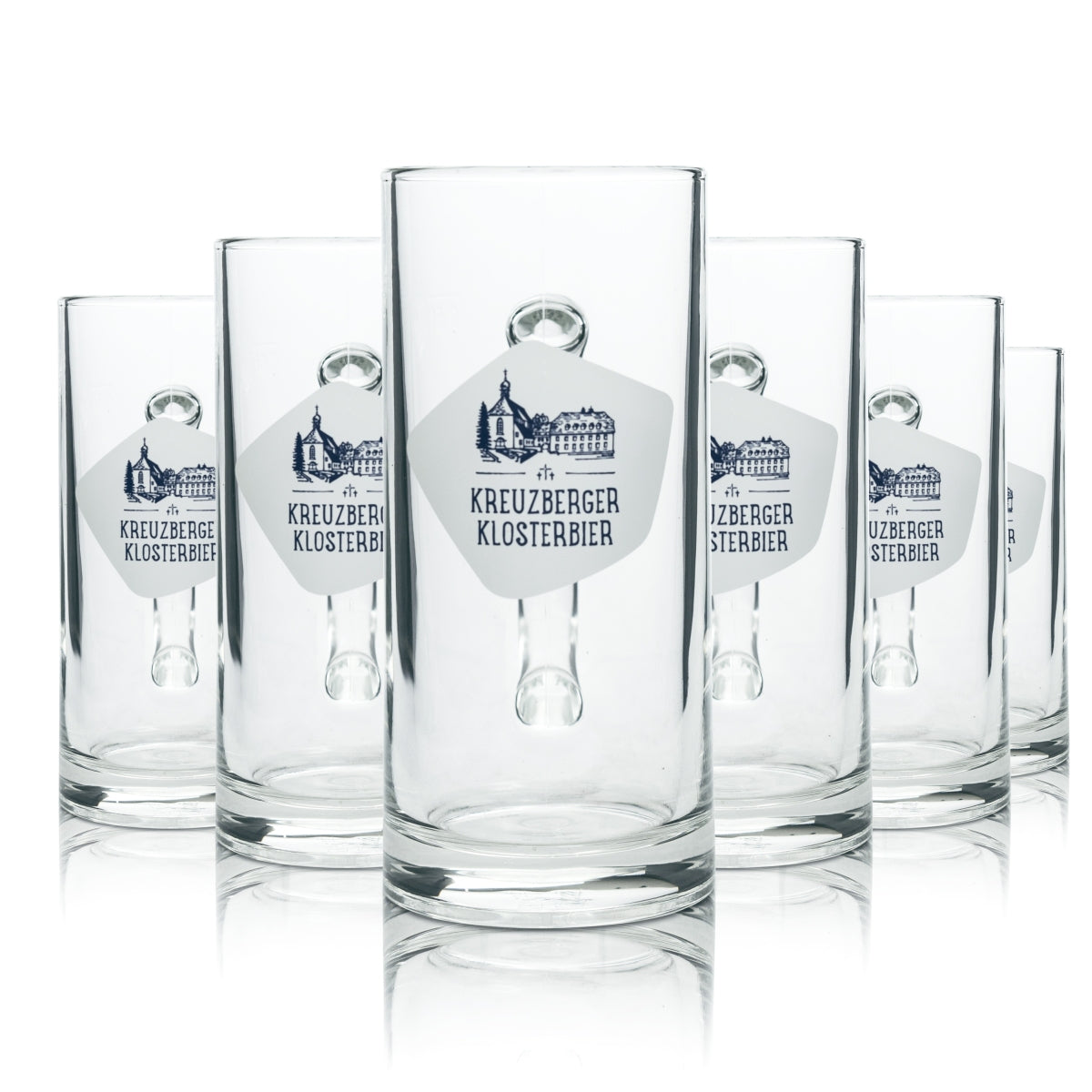 6x Kreuzberger Klosterbräu Bier Glas 0,5l Krug Seidel Henkel Gläser Krüge Beer