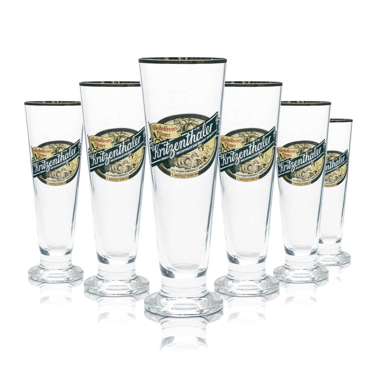 6x Kritzenthaler Bier Glas 0,2l Tulpe Pokal Goldrand Gläser Alkoholfrei Gastro