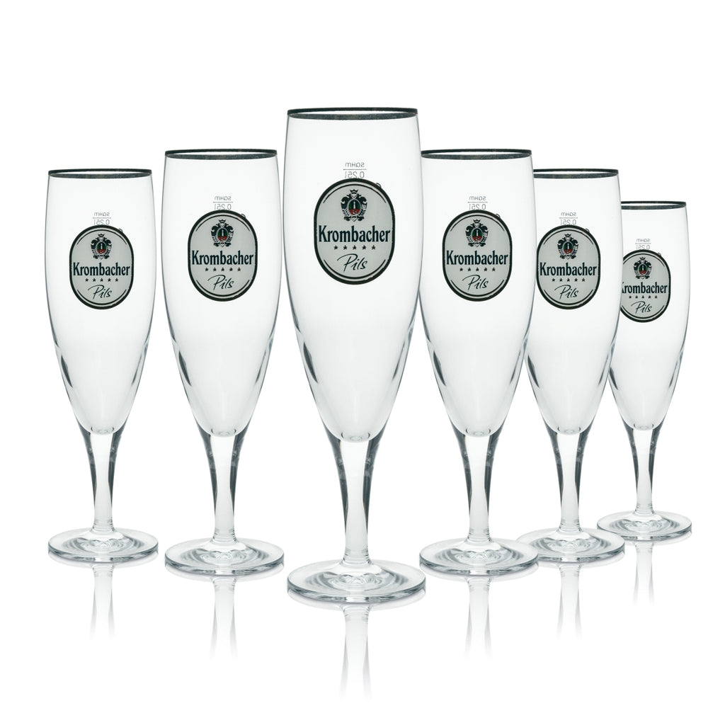 6x Krombacher Bier Glas 0,25l Exklusivpokal Sahm