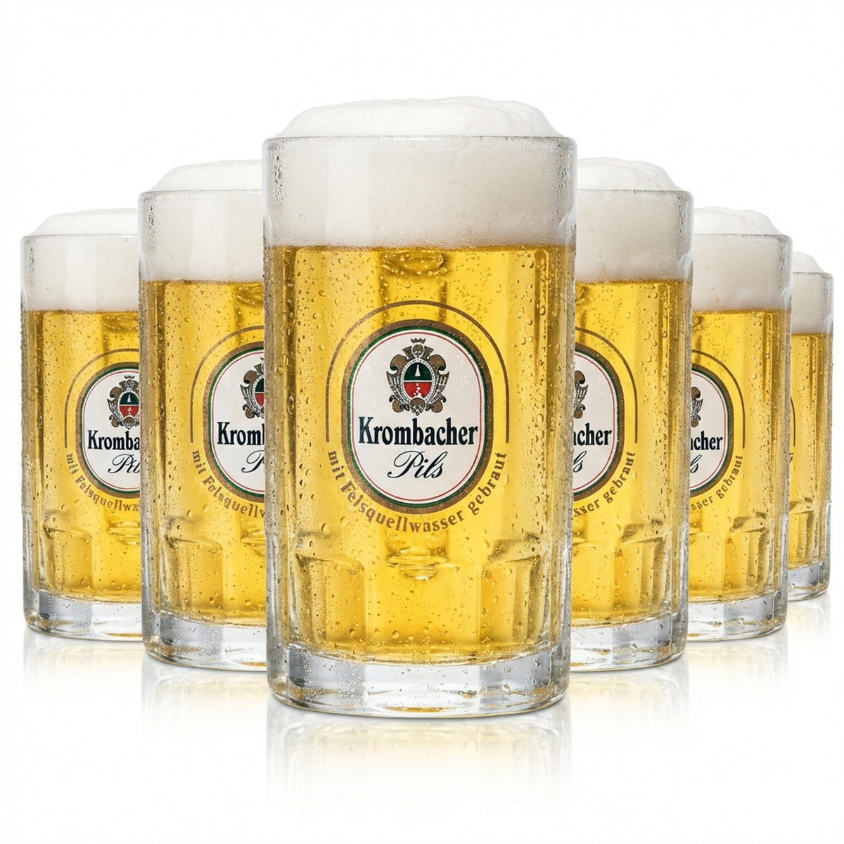 6x Krombacher Bier Glas 0,2l Krug Humpen Seidel Relief Gläser Gastro Kneipe Pils