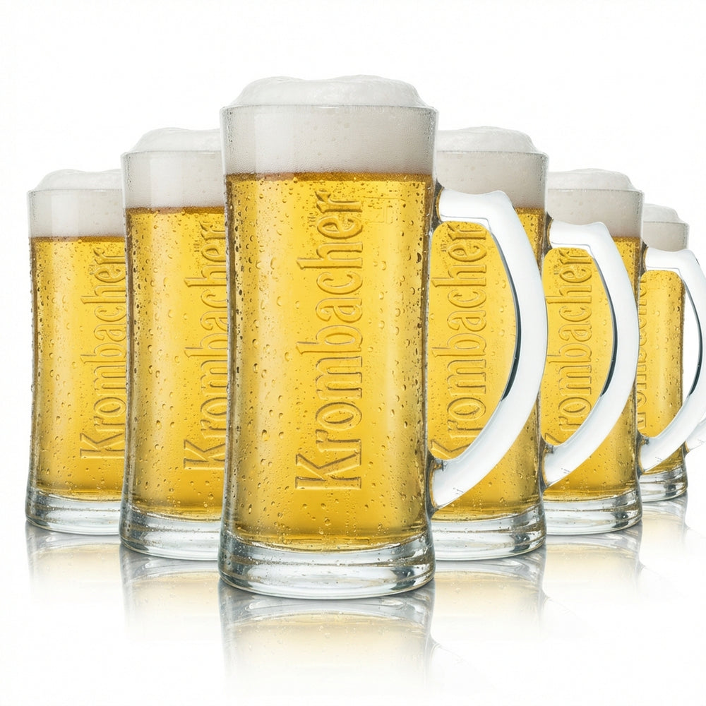 6x Krombacher Bier Glas 0,2l Krug Seidel Humpen Rastal Relief Logo