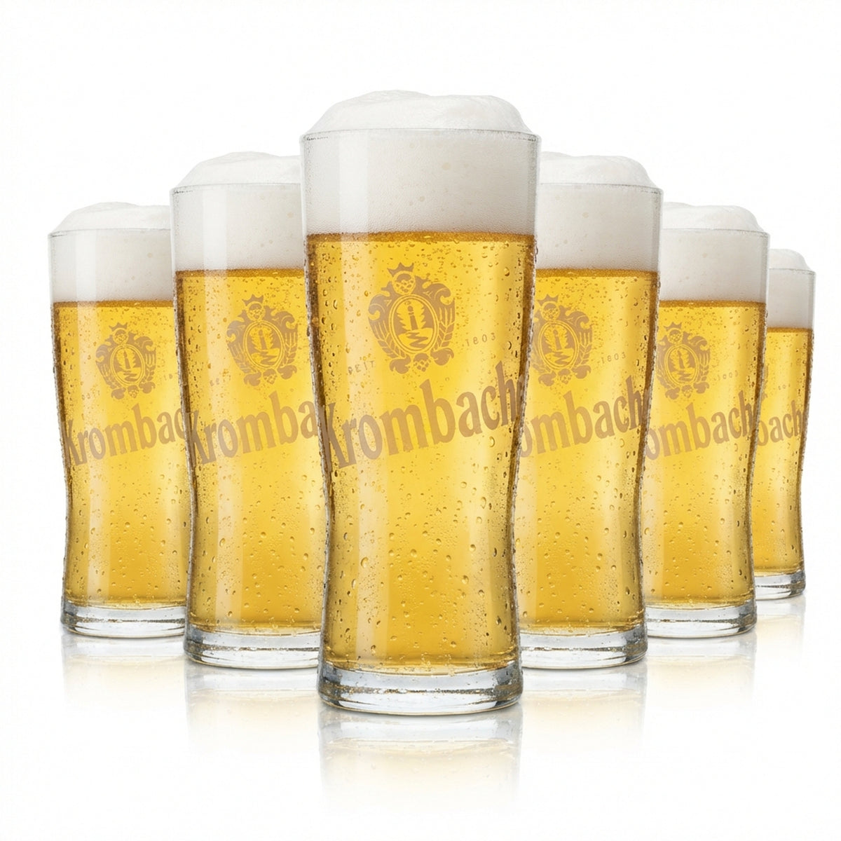 6x Krombacher Bier Glas 0,3l Becher Pokal Gläser Gastro Bar Kneipe Willi Beer
