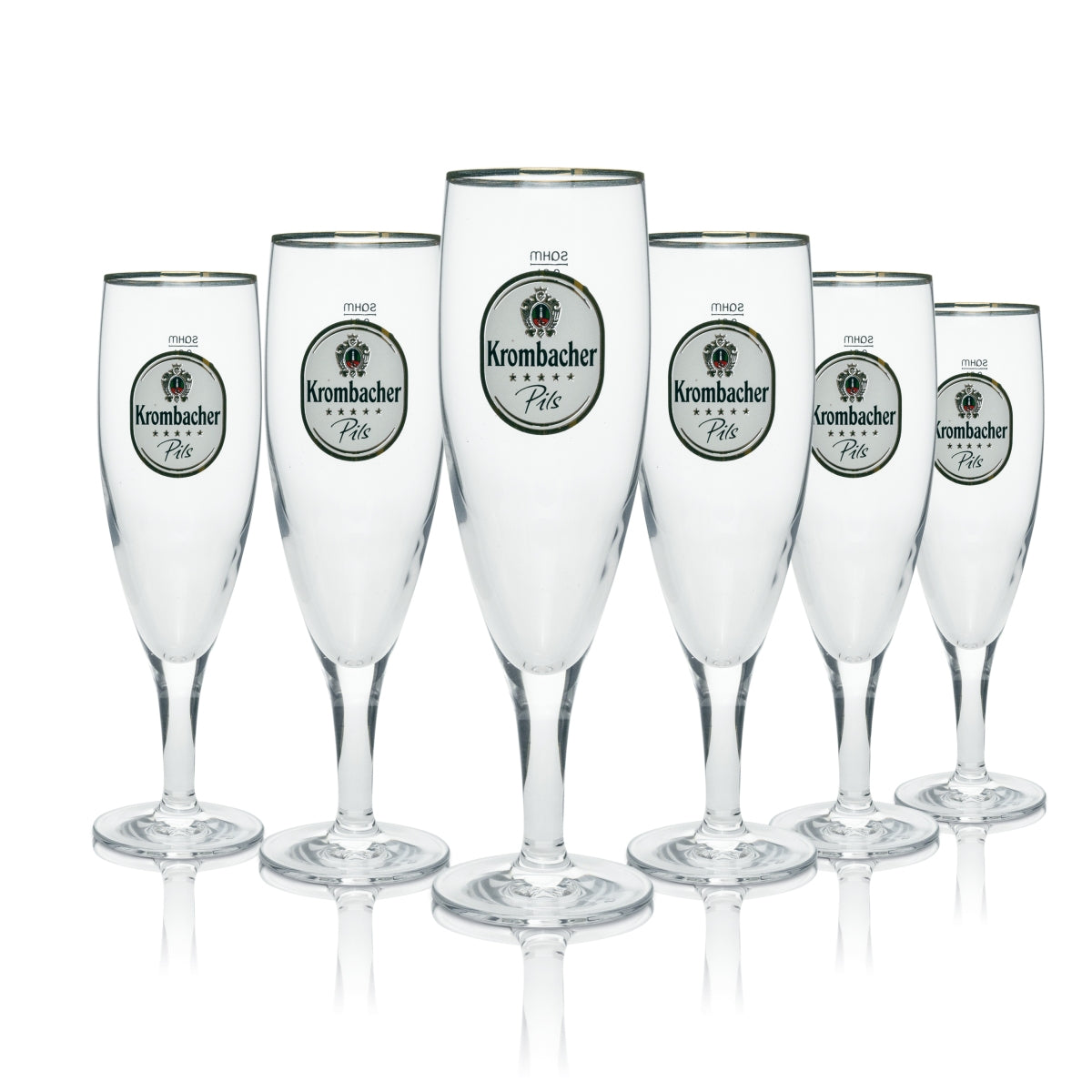 6x Krombacher Bierglas 0,2l Exklusiv Pokalgläser Biertulpen Pilstulpen Goldrand – Ansicht 2