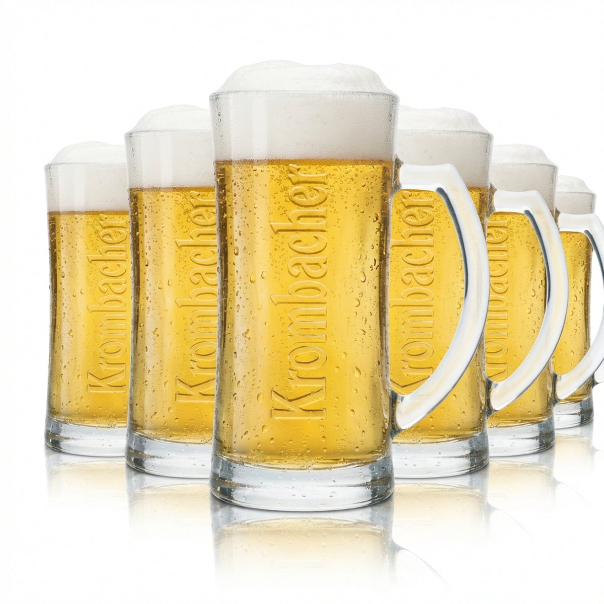 6x Krombacher Glas 0,3l Bier Krug Humpen Seidel Kontur Relief Gläser Gastro Bar