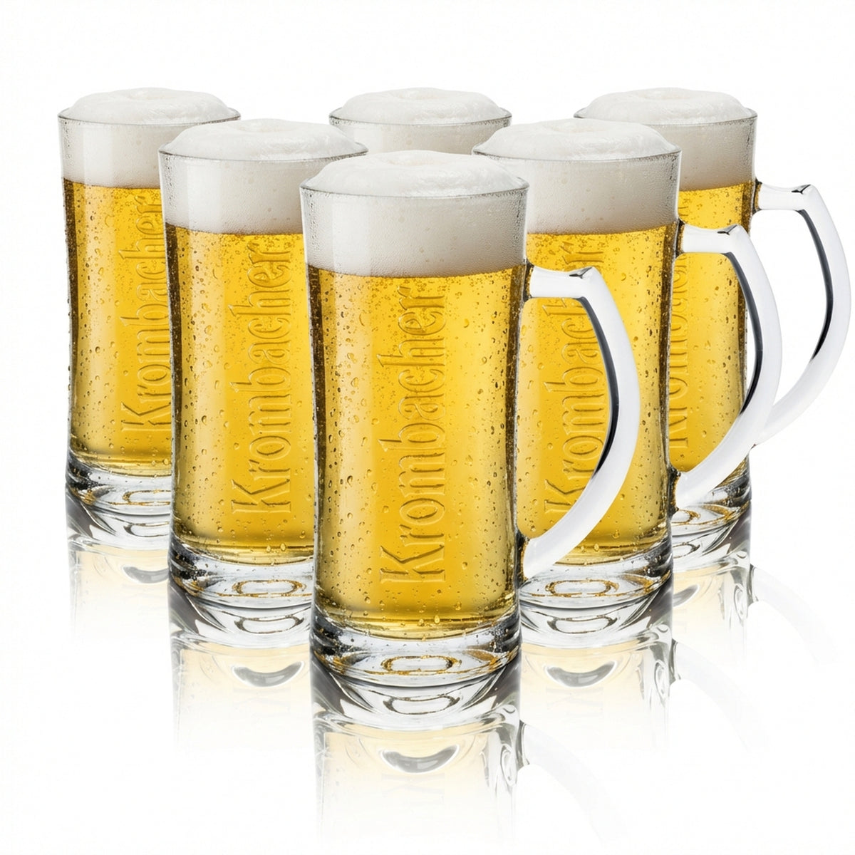 6x Krombacher Glas 0,5l Bier Krug Humpen Seidel Relief Gläser Pils Gastro Eiche