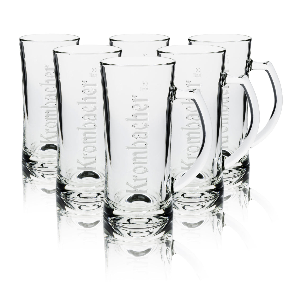 6x Krombacher Glas 0,5l Bier Krug Humpen Seidel Relief Gläser Pils Gastro Eiche – Ansicht 5