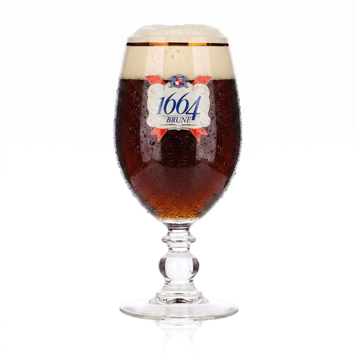6x Kronenbourg 1664 Bier Glas 0,25l Pokal/Schwenker Goldrand – Ansicht 2