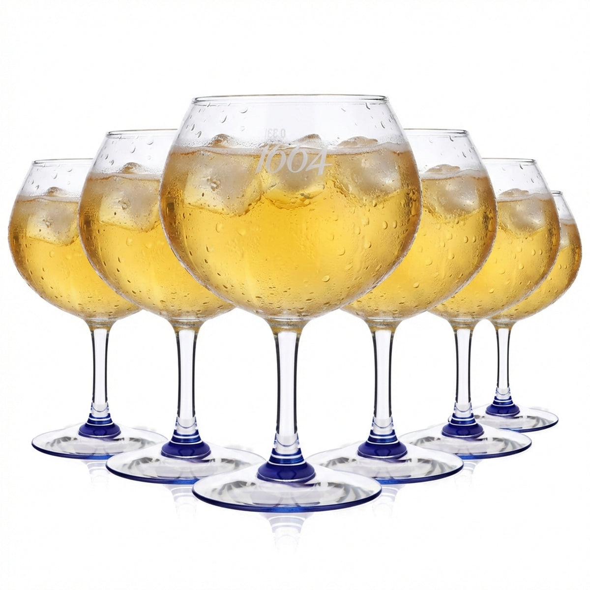 6x Kronenbourg 1664 Bier Glas Biergläser 0,33l Ballonglas "1664" blauer Boden ARC