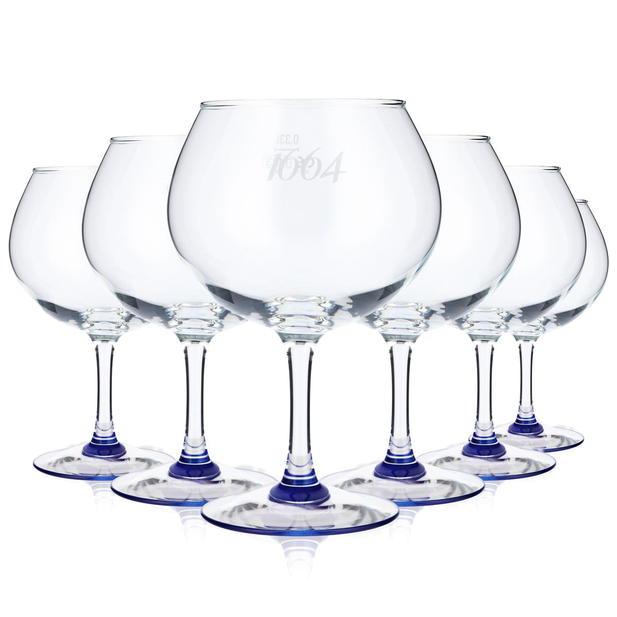 6x Kronenbourg 1664 Bier Glas Biergläser 0,33l Ballonglas "1664" blauer Boden ARC – Ansicht 5