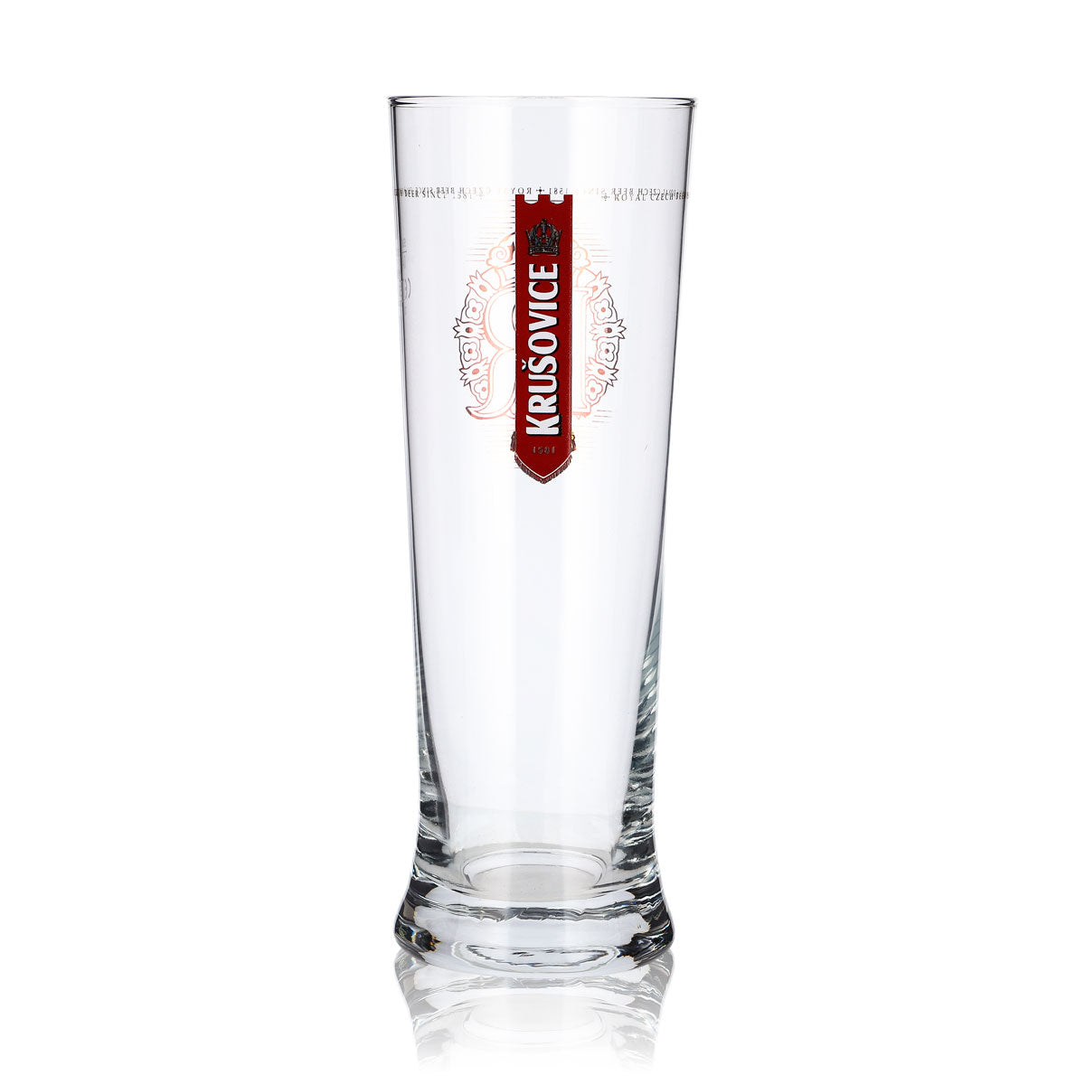 6x Krusovice Bier Glas 0,4l Pokal Becher zwei rote Logos Sahm – Ansicht 2