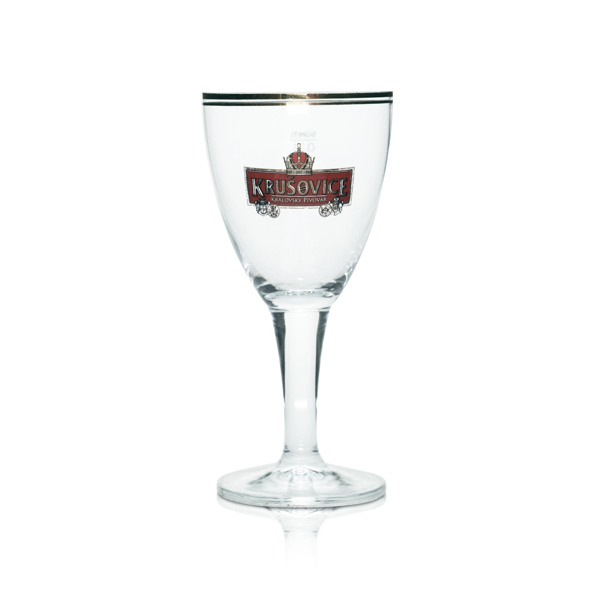 6x Krusovice Glas 0,3l Bier Pokal Kelch Gläser Goldrand Czeck Dunkel Schwarzes – Ansicht 2