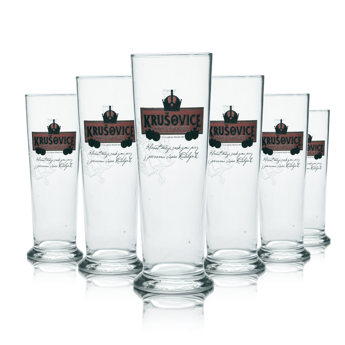 6x Krusovice Glas 0,5l Bier Pokal Gläser Brauerei Czech Dunkel Schwarzes Gastro