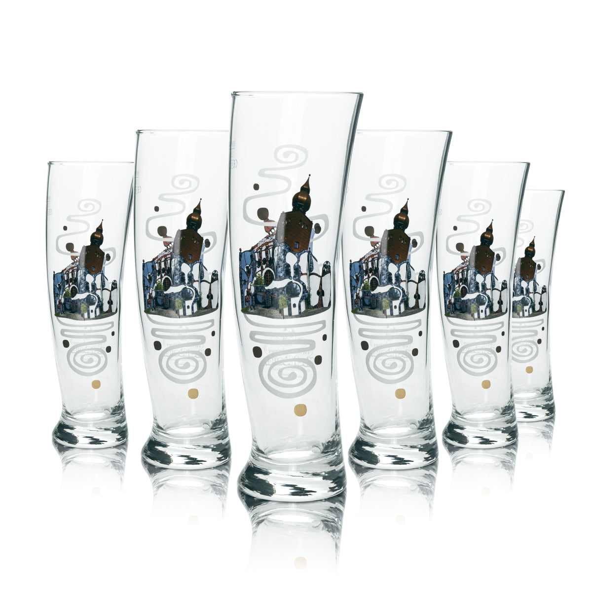 6x Kuchlbauer Bier Glas 0,5l Weißbier Design Kunsthaus Abensberg Gläser Hefe