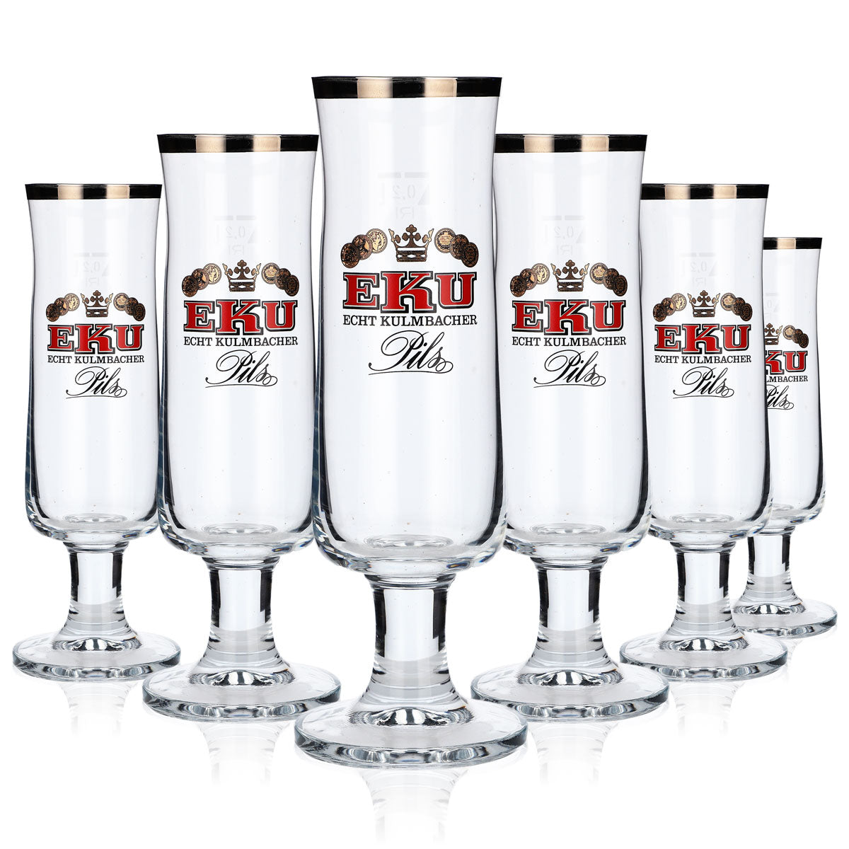6x Kulmbacher Reichelbräu Bierglas 0,2l Design Pokal Gläserset EKU Pils Brauerei – Ansicht 5