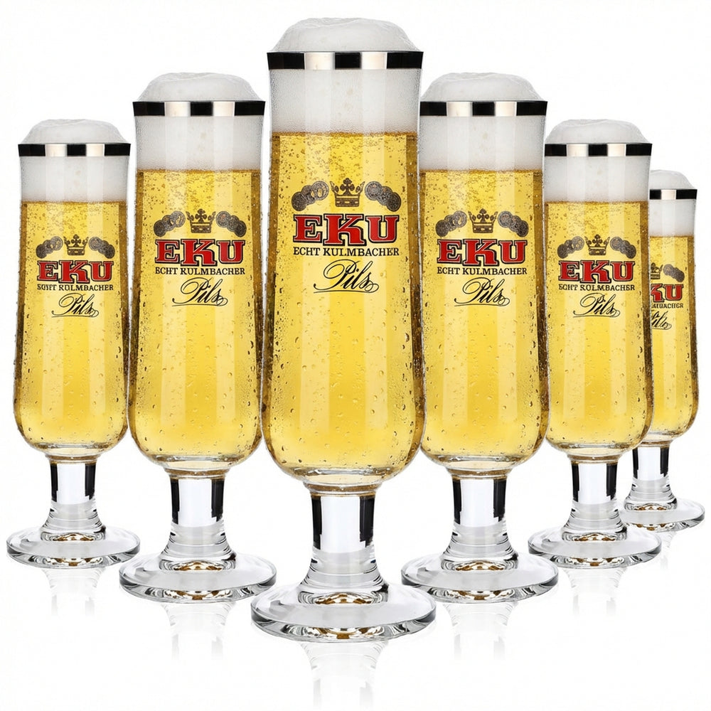 6x Kulmbacher Reichelbräu Bierglas 0,3l Design Pokal Gläserset EKU Pils Brauerei