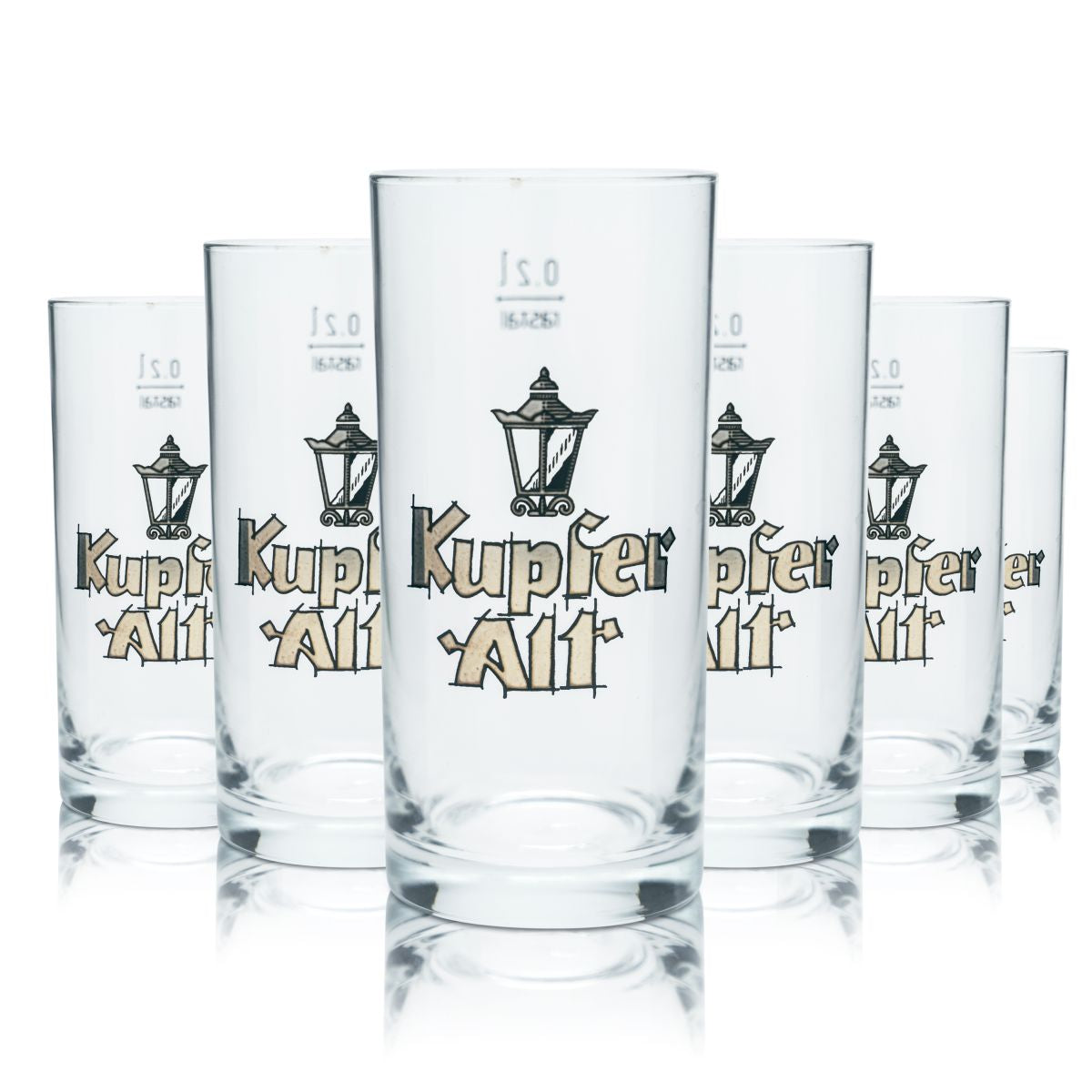6x Kupfer Altbierglas 0,2l Stange Willi Becher Kölsch Gläser Set Brauerei Köln