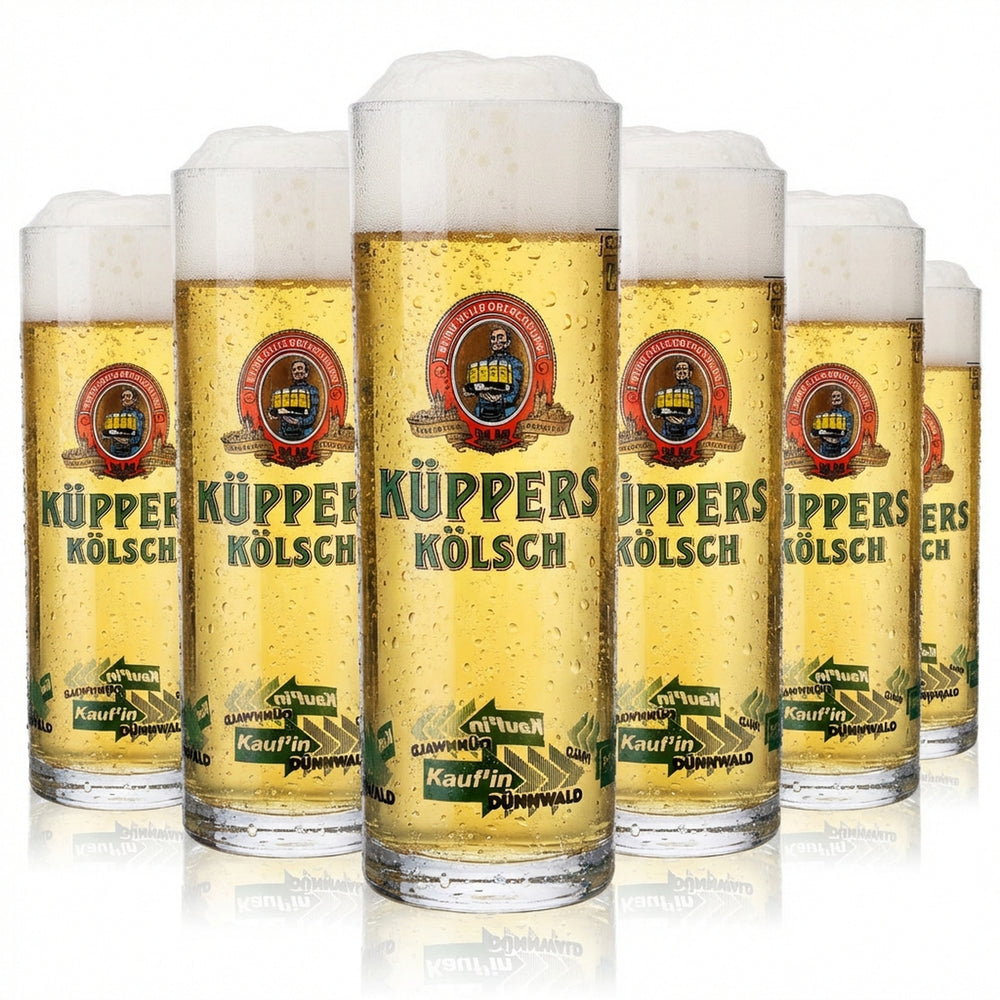 6x Küppers Kölsch Bier Glas 0,2l Kölschglas/Stange "Rittersitz Haus Haack"