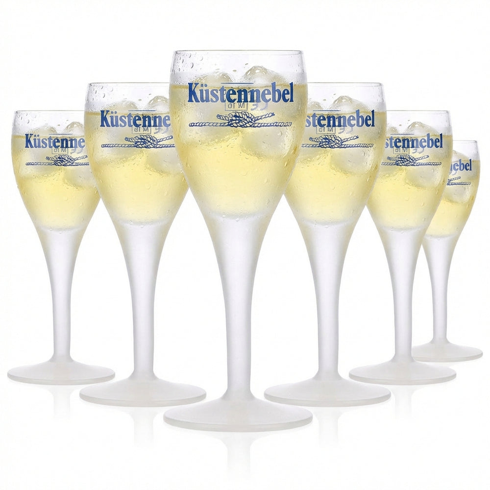 6x Küstennebel Likör Glas Sternanis Kelch-Glas Schnapsglas halb satiniert