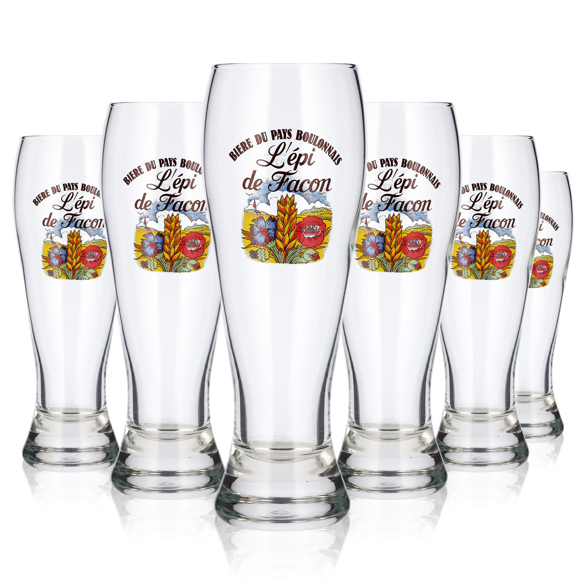 6x L'Épi de Facon Bier Glas 0,25l Weizenglas Weizenbierglas