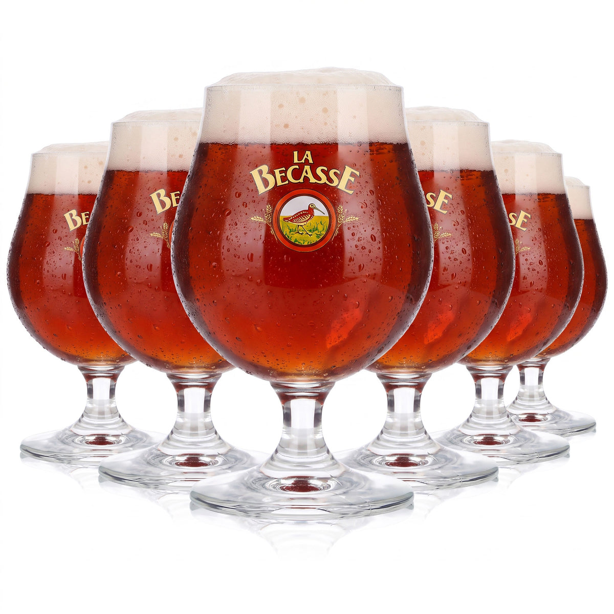 6x La Becasse Bier Glas Schwenkergläser 0,25l Tulpe braunes Logo Ritzenhoff