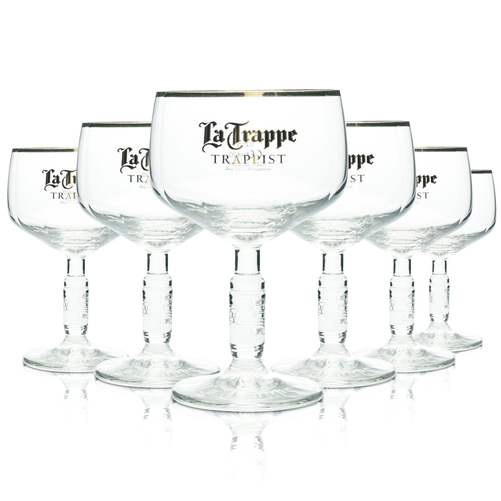 6x La Trappe Bier Glas Pokalgläser Biergläser 0,25l Goldrand