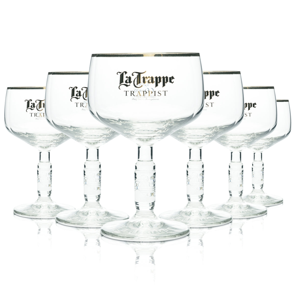 6x La Trappe Bier Glas Pokalgläser Biergläser 0,25l Goldrand