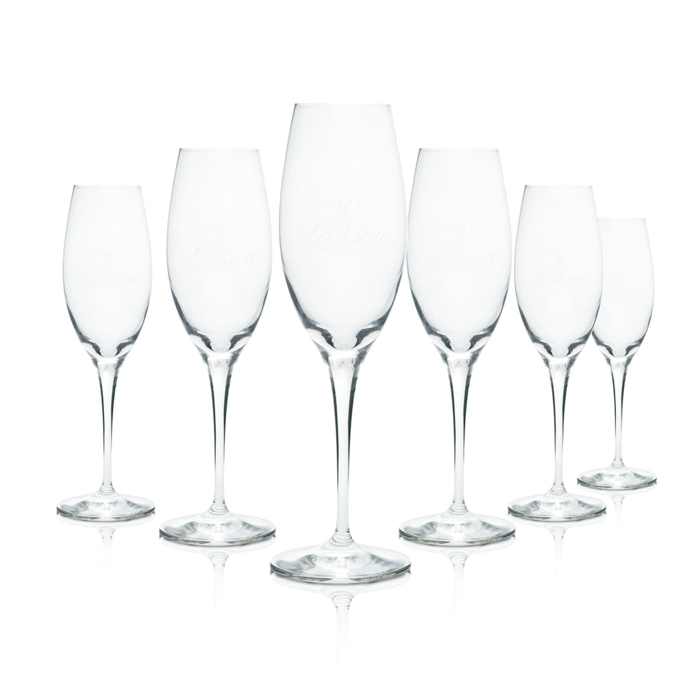 6x Lanson Glas 0,1l Champagner Flöte Kelch Gläser Geeicht Gastro Sekt Secco Bar