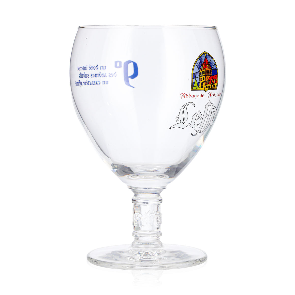 6x Leffe Bier Glas 0,33l Tulpe Rückseite Blaue Schrift Pokal Bierglas (6er Set) – Ansicht 3