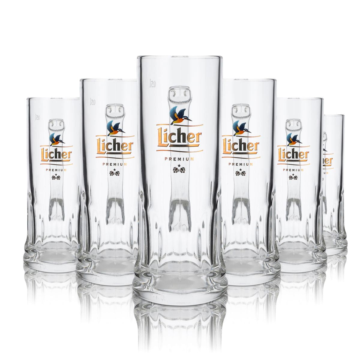 6x Licher Bier Glas 0,5l Gläser Krug Bierglas Humpen Exlusive Seidel Vogel