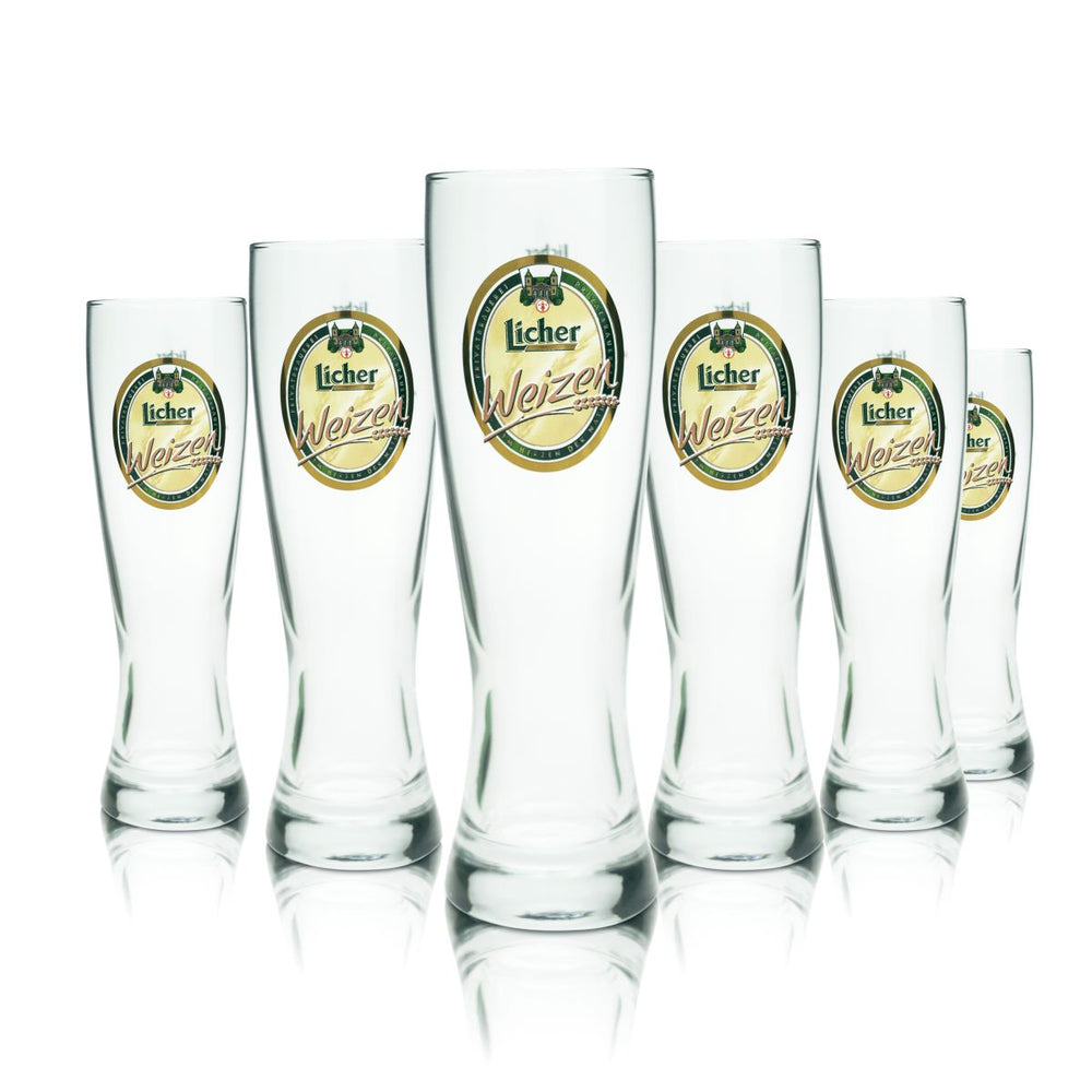 6x Licher Bierglas 0,3l Weißbierglas Hefeweizen Gläser Set Brauerei Gastro Eiche
