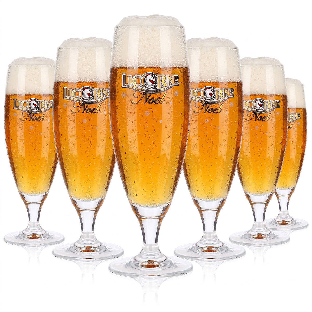6x Licorne Noel Bier Glas 0,25l Pokalgläser Noel Logo Schneeflocke (6er Set)
