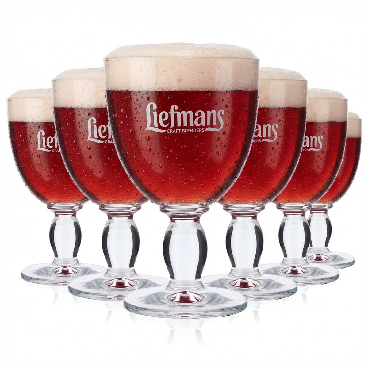 6x Liefmans Bier Glas 0,25l Pokal Biergläser Kelch Schale Weißes Logo