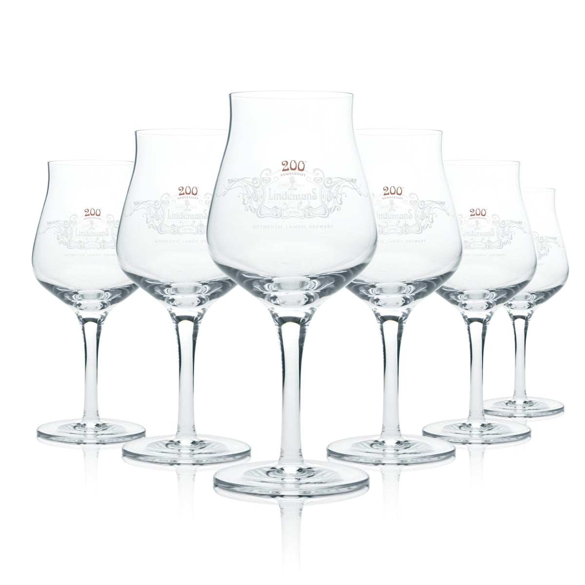 6x Lindemans Bier Glas 0,25l Pokal Tulpe Kelch Gläser Belgie Craftbeer Half Pint