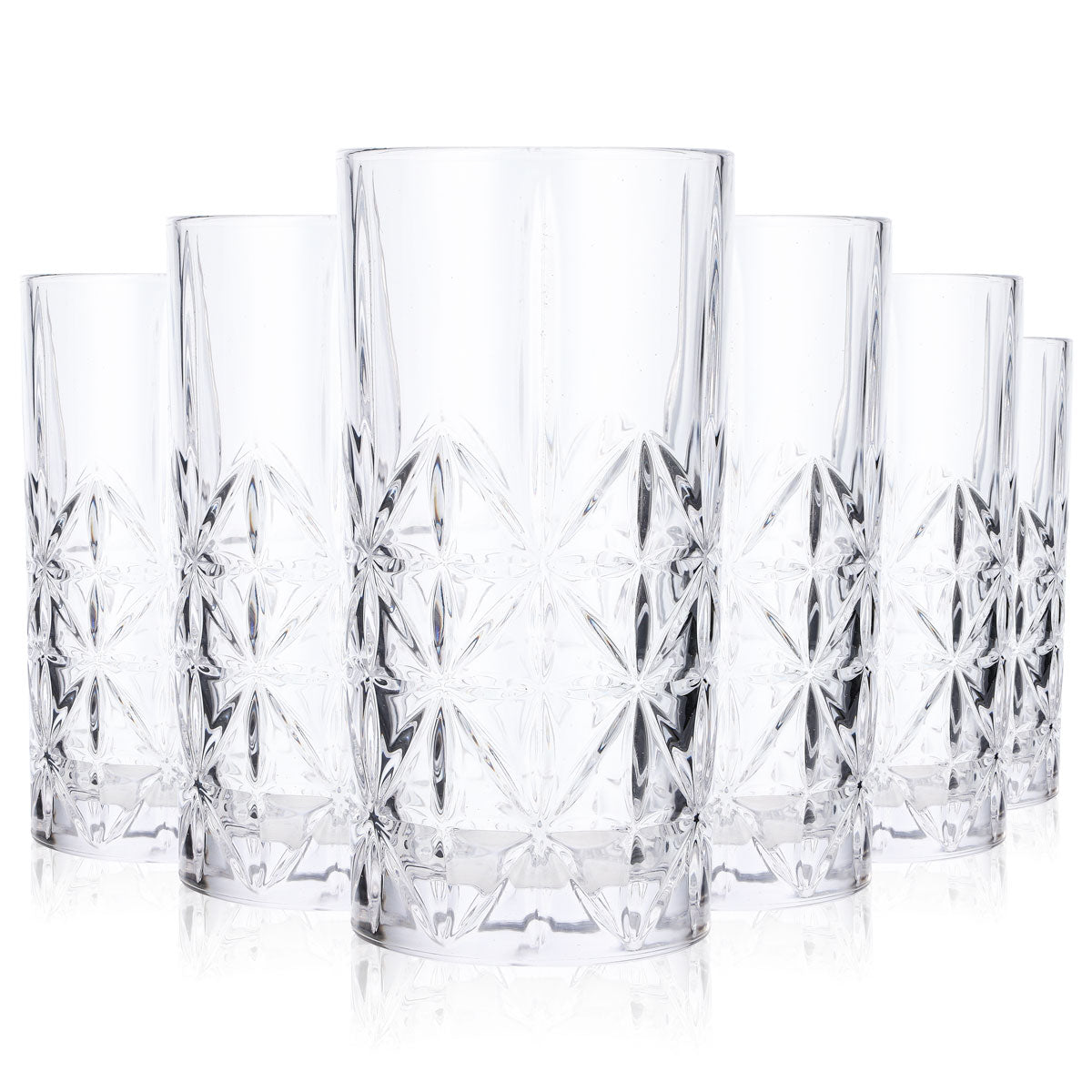 6x Longdrinkglas Relief Gläser 0,35l Kontur Kristall Cocktail – Ansicht 5