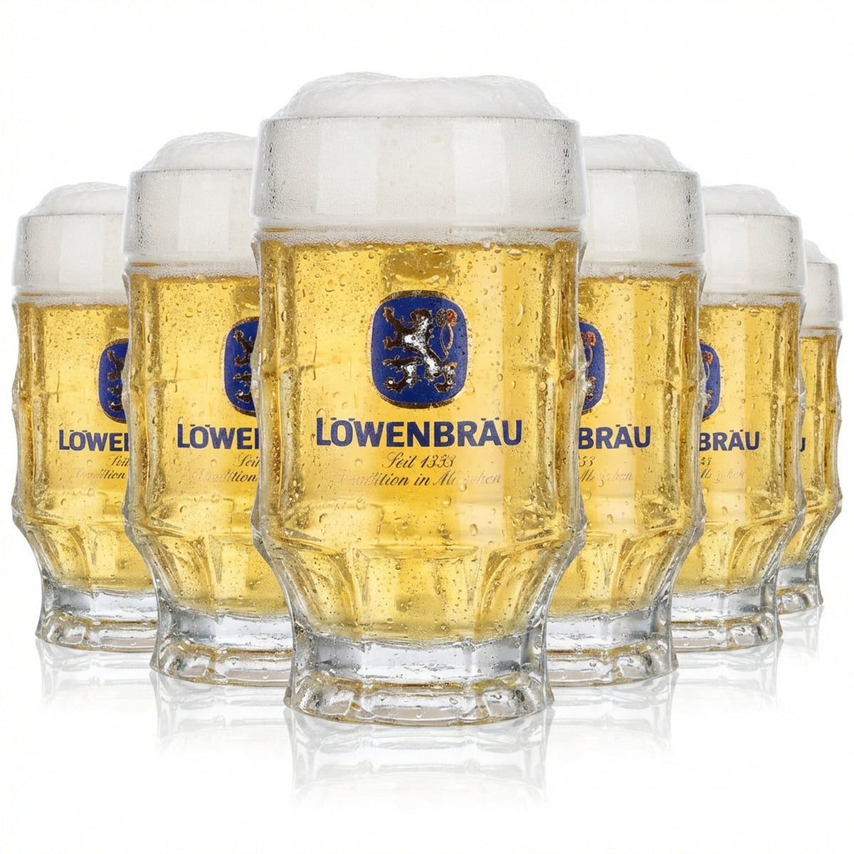 6x Löwenbräu Bier Glas Biergläser Seidel 0,3l Krug Straßburg