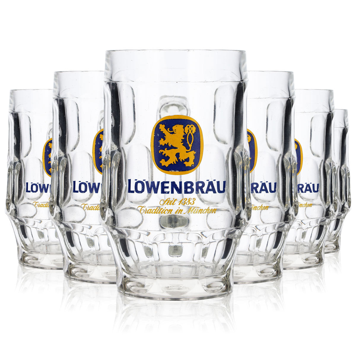 6x Löwenbräu Bier Glas Biergläser0,5l Krug Straßburg gelbes Logo B-WARE – Ansicht 7