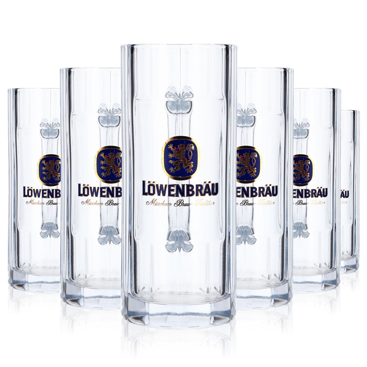 6x Löwenbräu Bier Glas Bierseidel Bierhumpen 0,3l Krug Wallenstein B-Ware