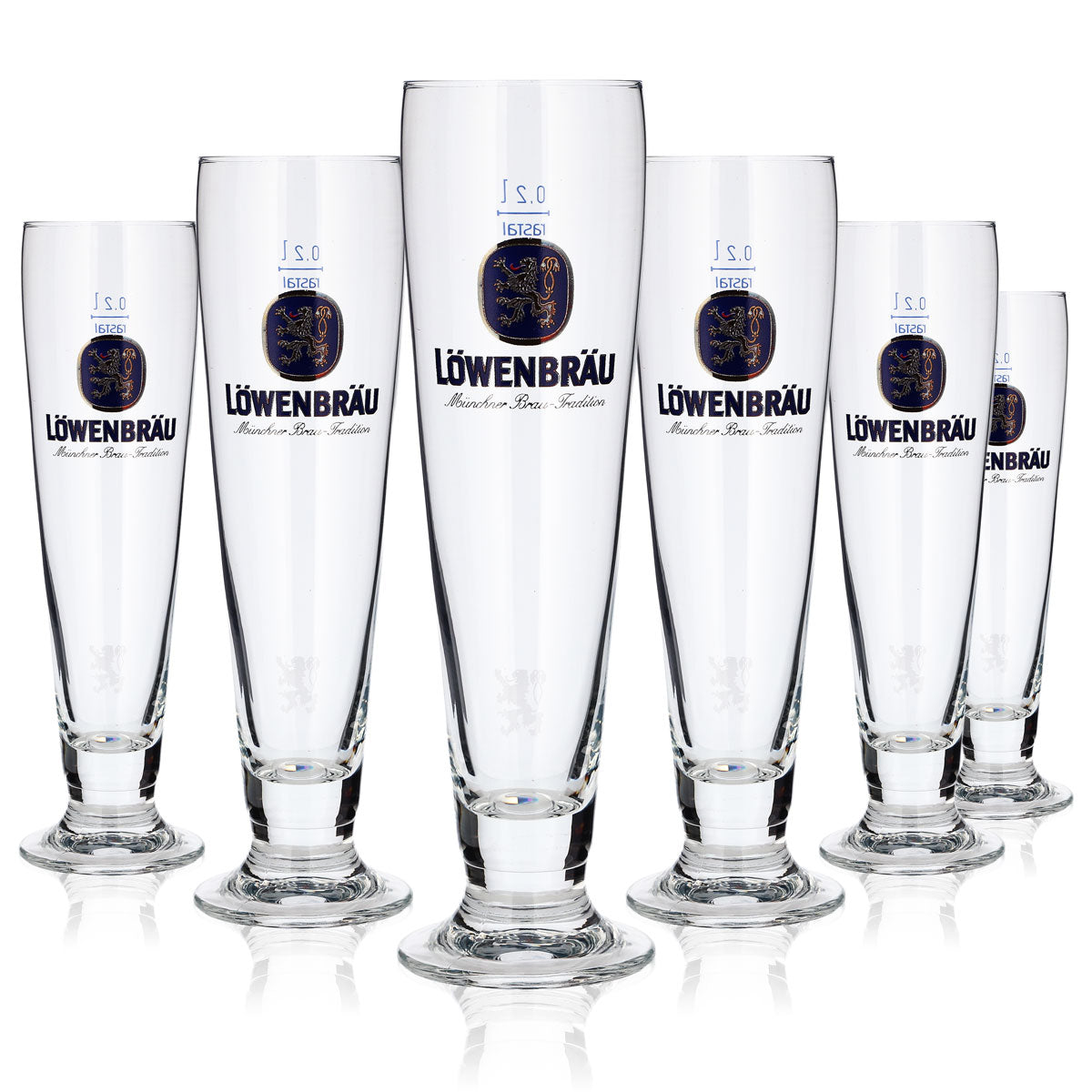6x Löwenbräu Glas 0,2l Biertulpe Helles Pokal Gläser Set Brauerei Bayern Gastro – Ansicht 5