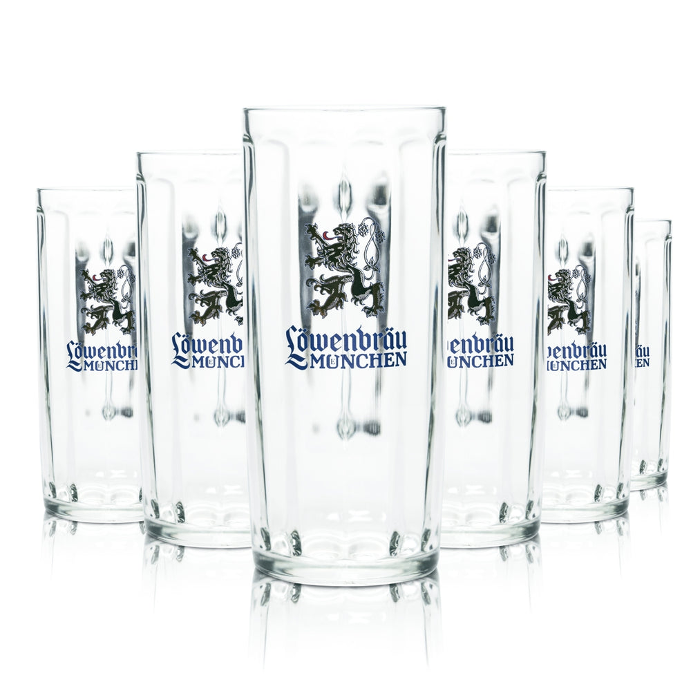 6x Löwenbräu Glas 0,5l Bier Krug Humpen Seidel Gläser Brauerei München Gastro