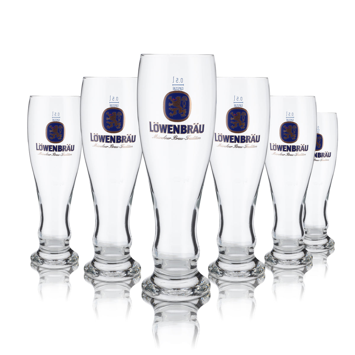6x Löwenbräu Glas 0,5l Weißbierglas Hefeweizen Gläser Set Brauerei Bayern Gastro – Ansicht 4