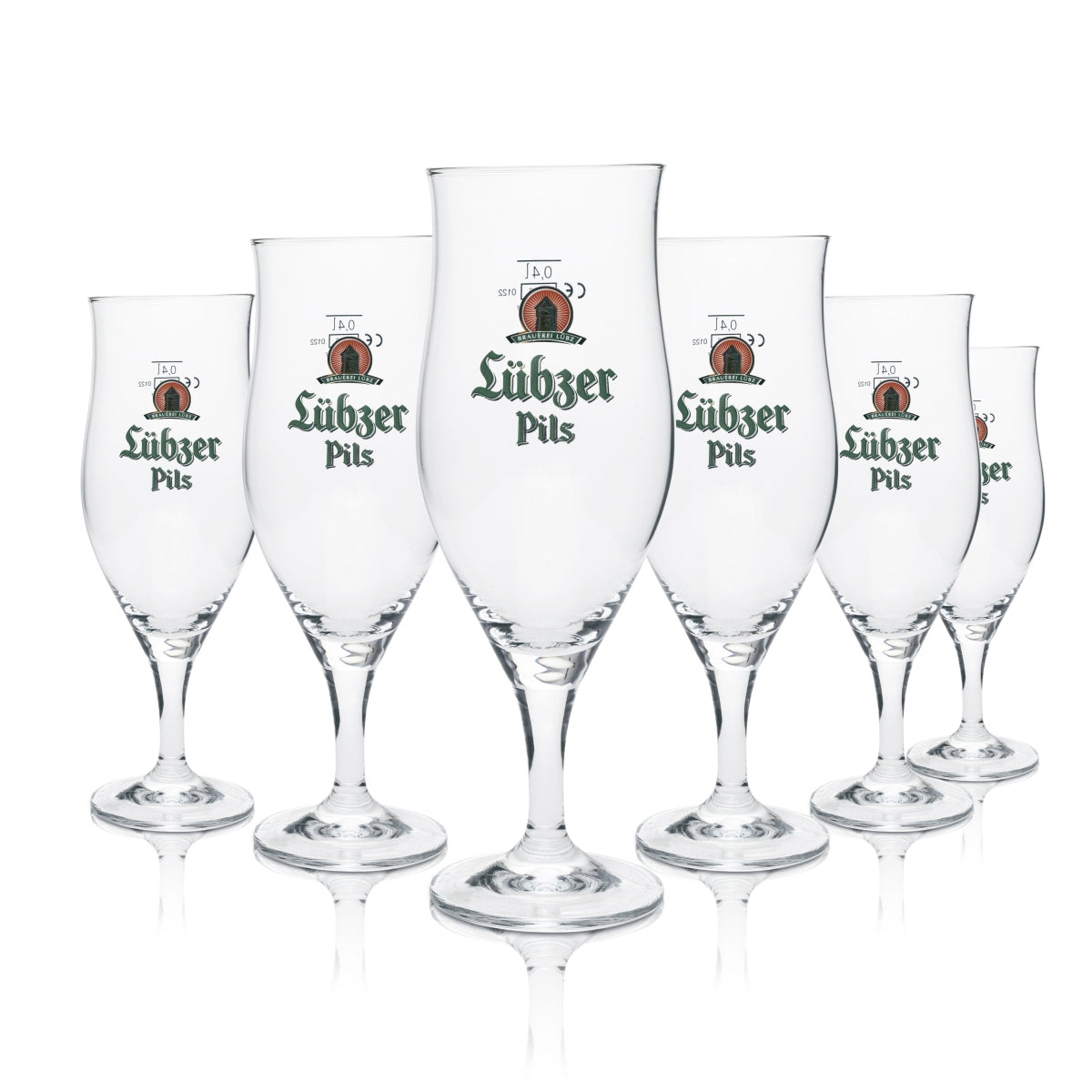 6x Lübz Bier Glas Pokal 0,4l Pils Ritzenhoff