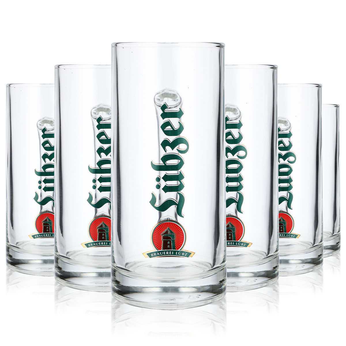 6x Lübzer Bier Glas Bier Krug Seidel Brauerei Lübz klar 0,5l Berna 500