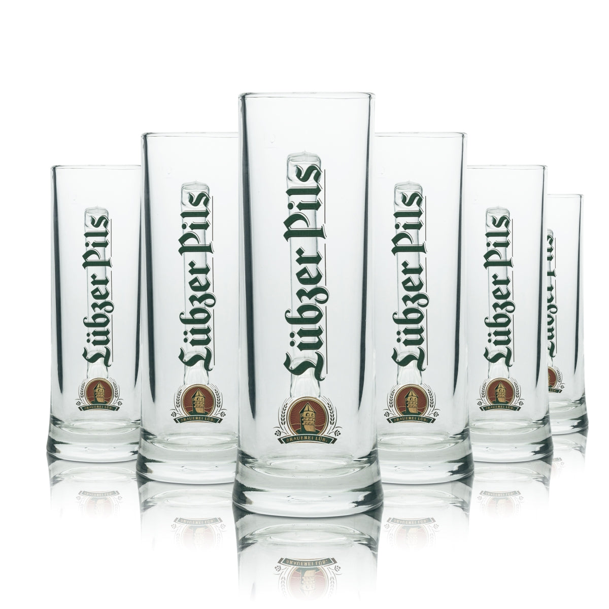 6x Lübzer Pils Bier Glas Krug 0,4l Seidel Henkel Gläser Brauerei Lübz Krüge